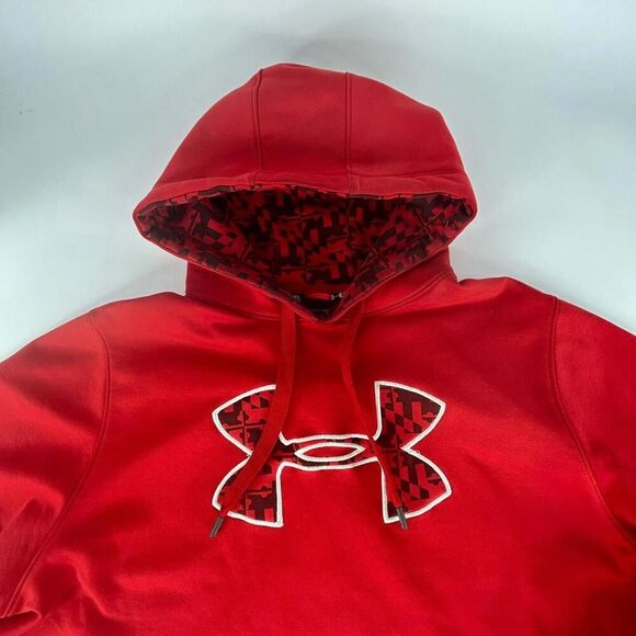 Under Armour UA Storm1 Hoodie Mens XL Loose Fit Red Fleece Pullover Sweatshirt - Picture 6 of 12